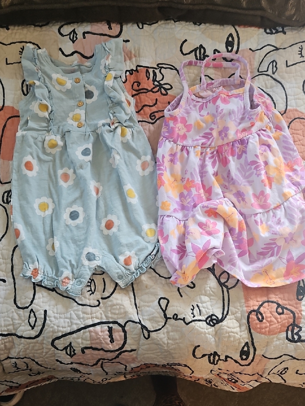 Baby Floral Rompers - Mint Daisy & Lavender Floral